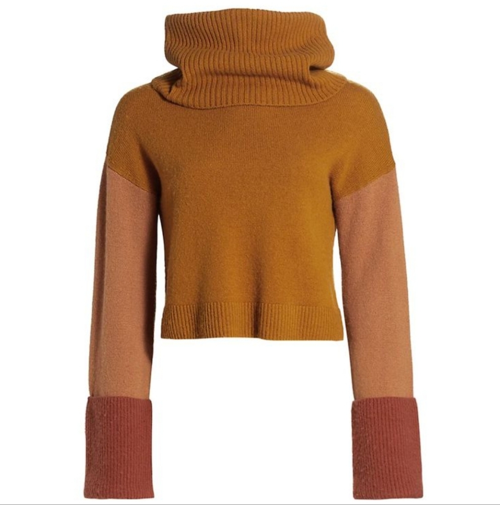 NAADAM Cashmere Blend Cowlneck Colorblock Sweater XSmall XS
